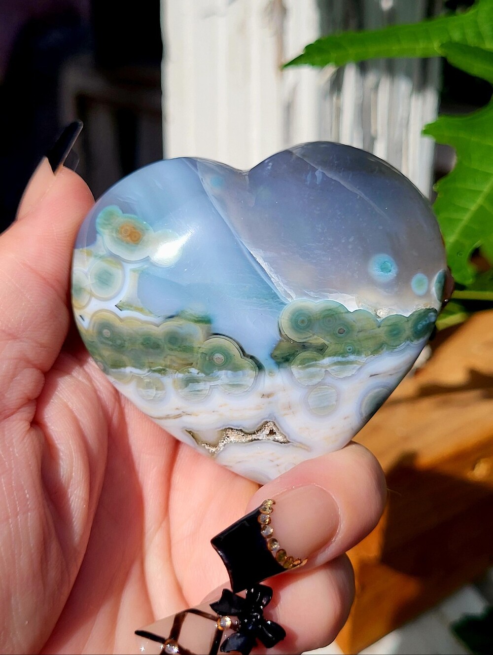 Ocean Jasper Puffy Heart